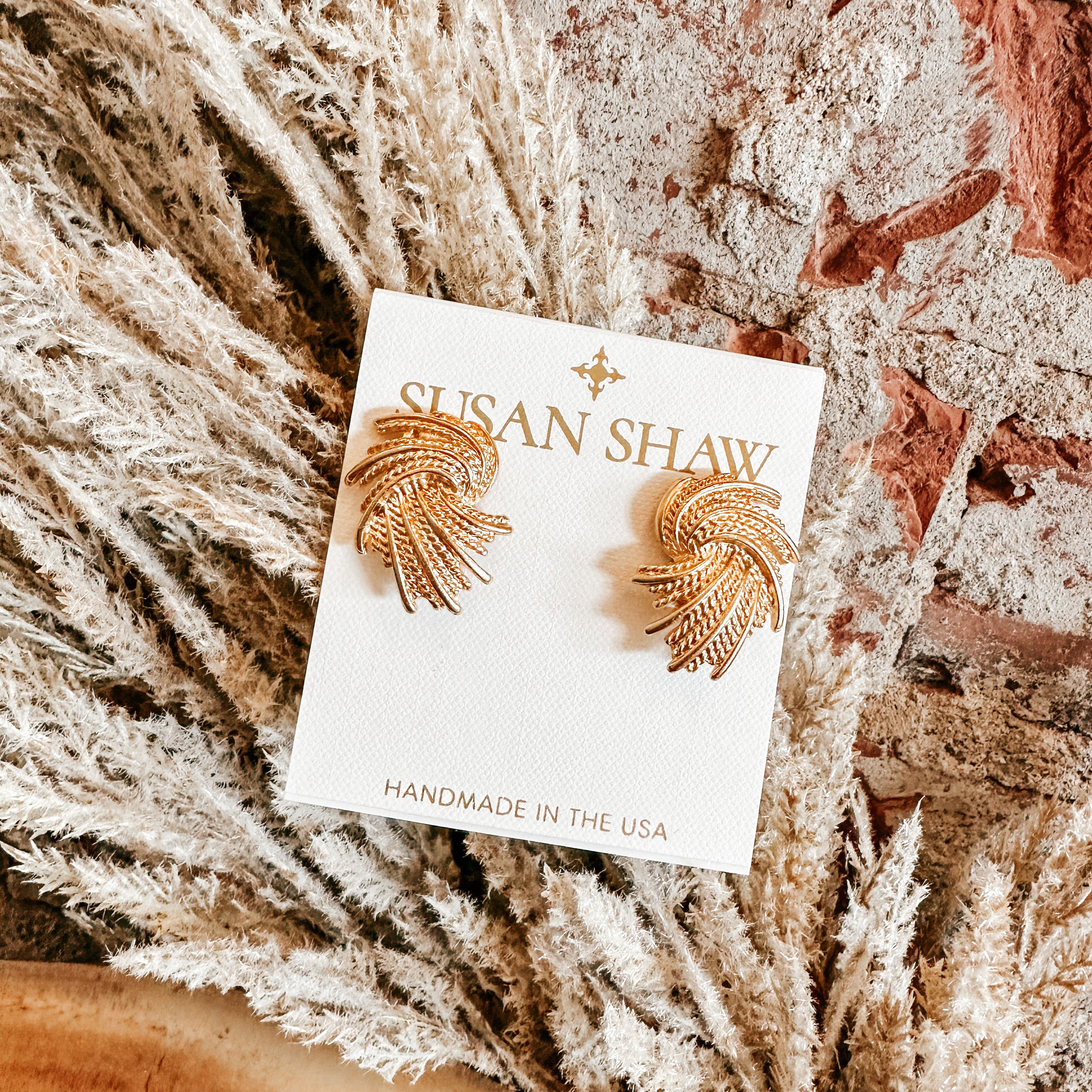 Susan Shaw Feathered Clip On Studs