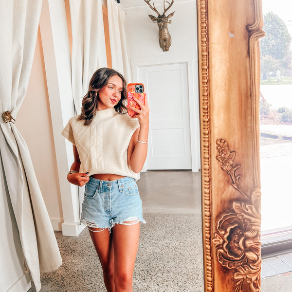 Cream Turtle Neck Sweater