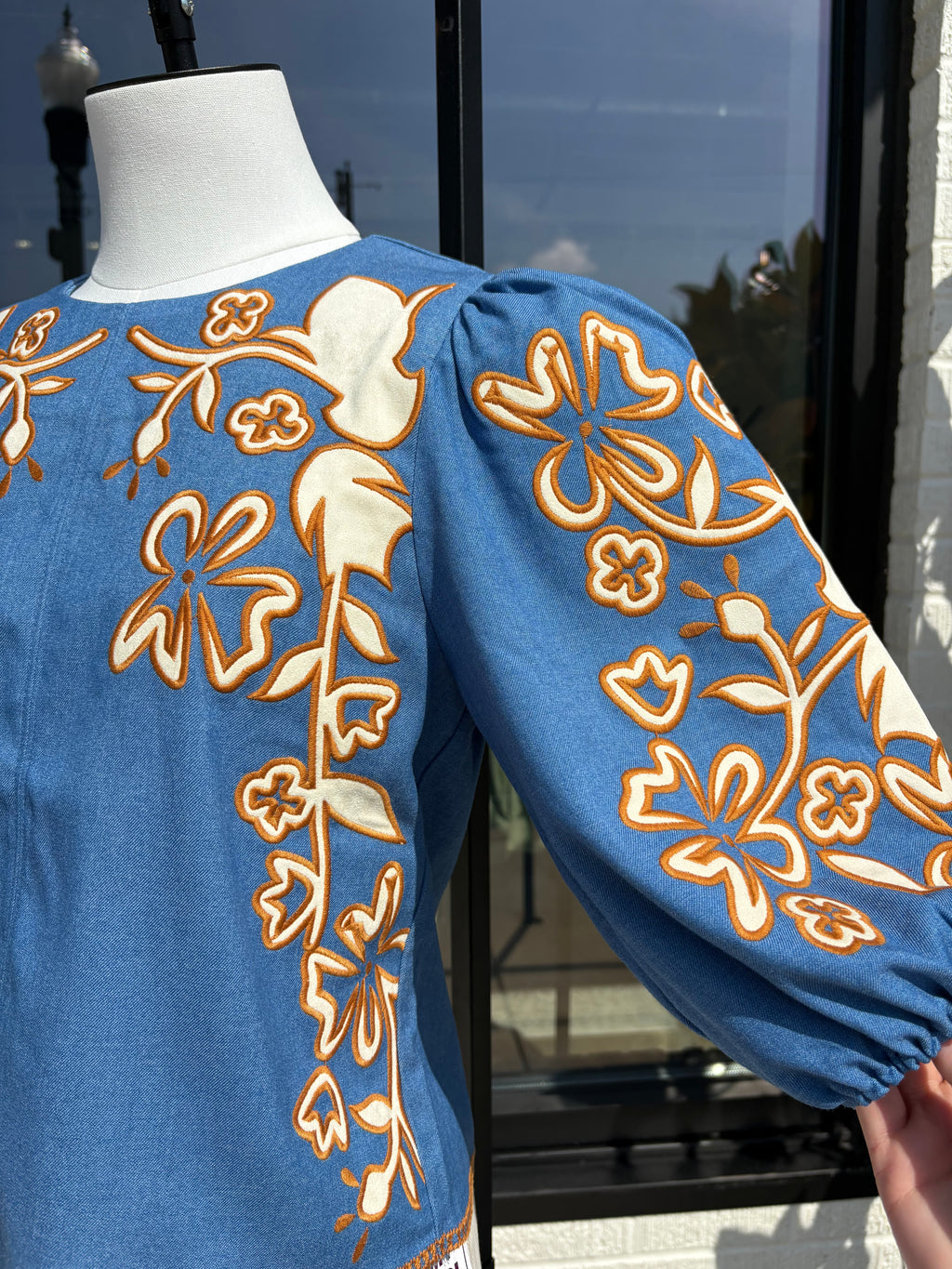 Vienna Denim Embroidered Top