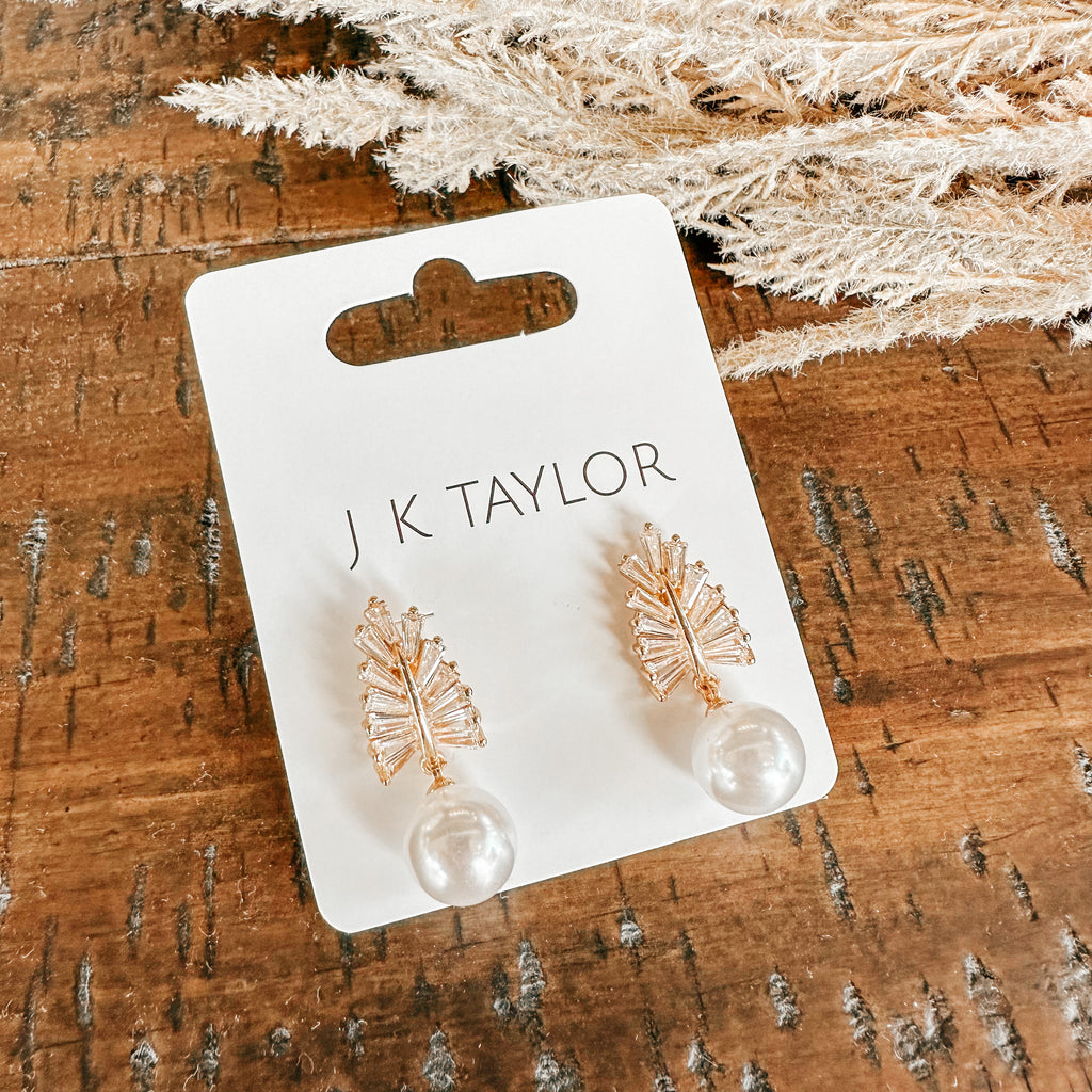 Sparkling Leaf Drop Earrings