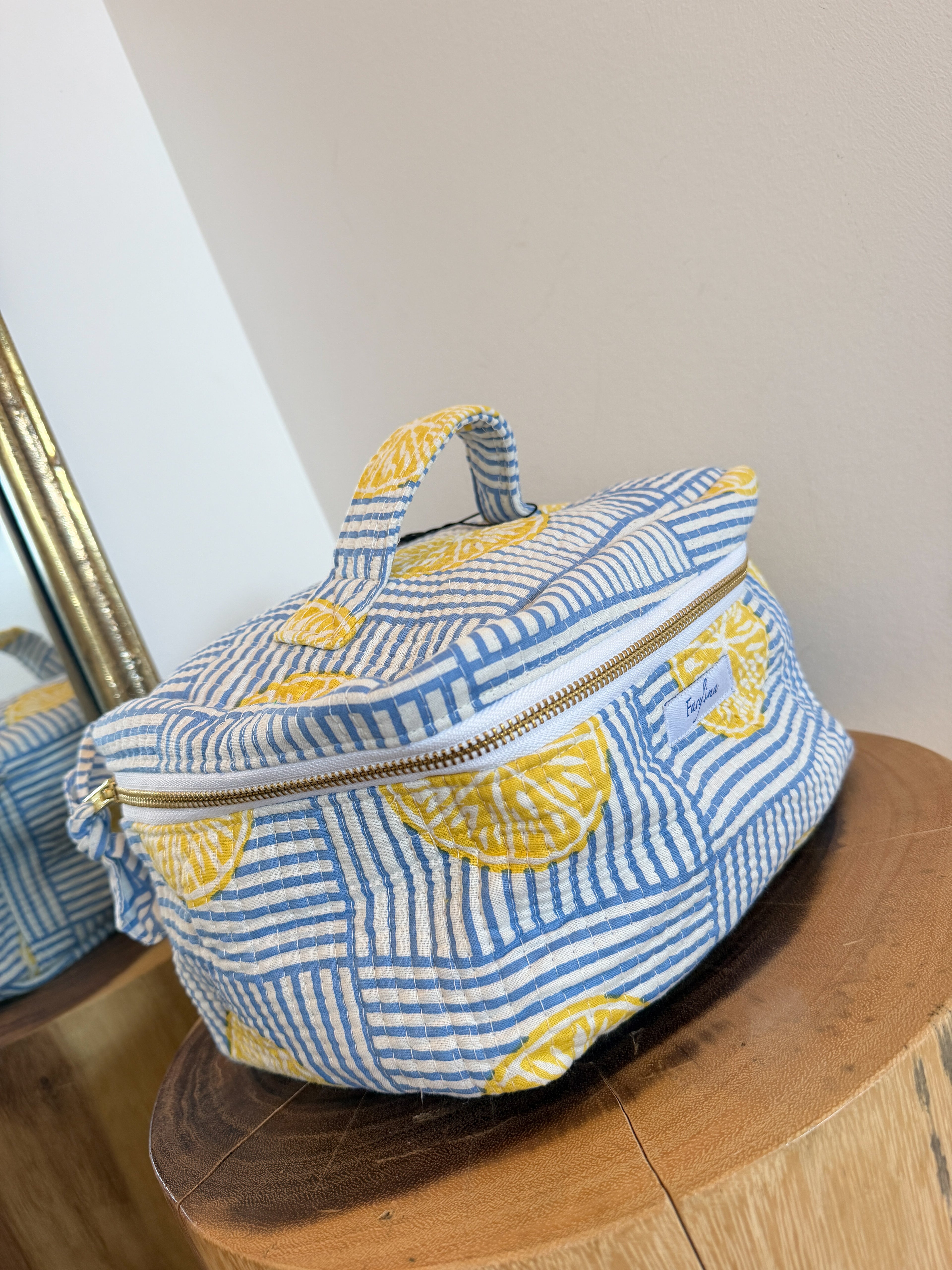 Vanity Blue Lemon Makeup Bag