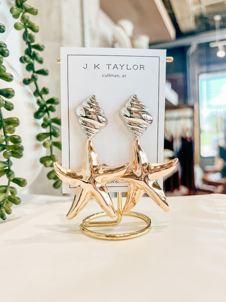 Mixed Metal Starfish Earrings