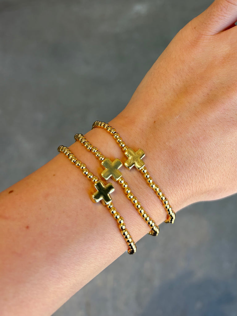 Splendid Iris Gold Plated Cross Bracelet