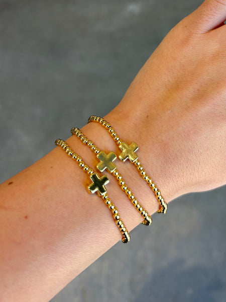 Splendid Iris Gold Plated Cross Bracelet