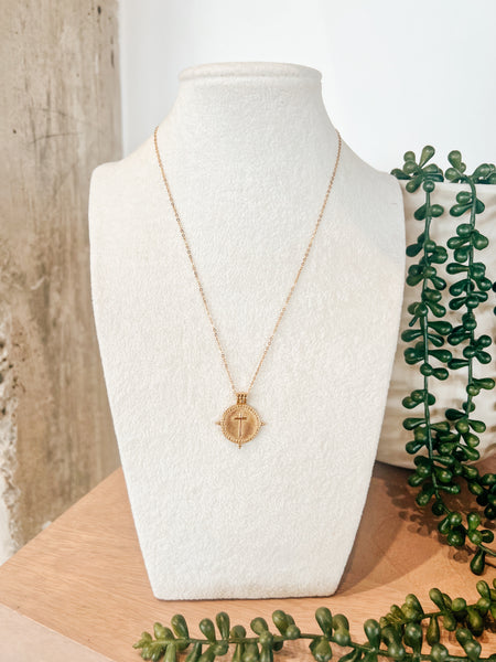 Splendid Iris Cross Pendant Necklace