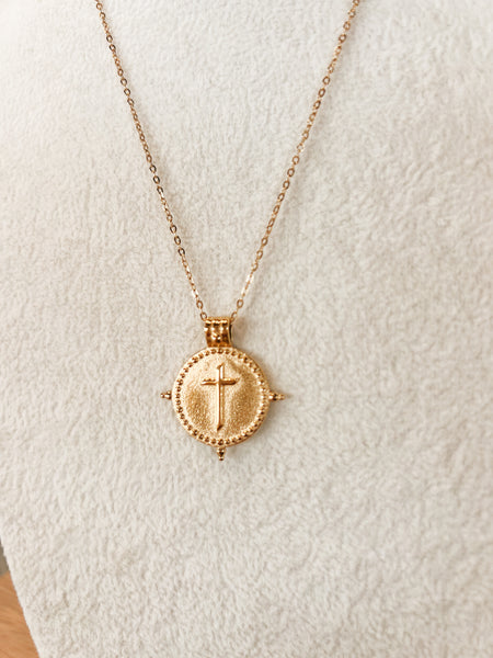 Splendid Iris Cross Pendant Necklace