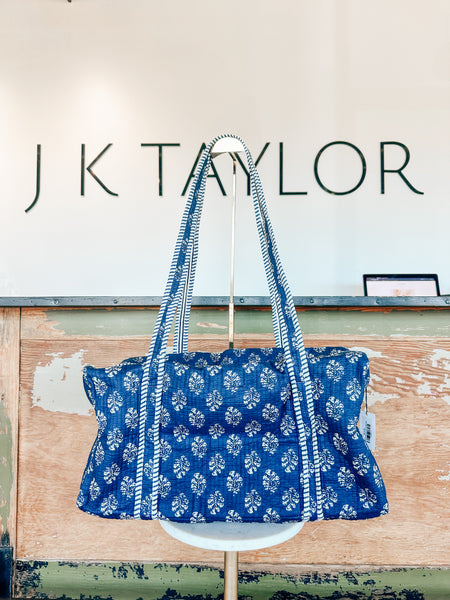 Nantucket Blooms Navy Duffle Bag