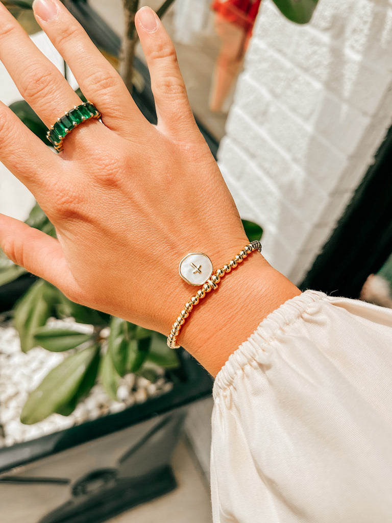 Splendid Iris Cross Pendant Beaded Bracelet