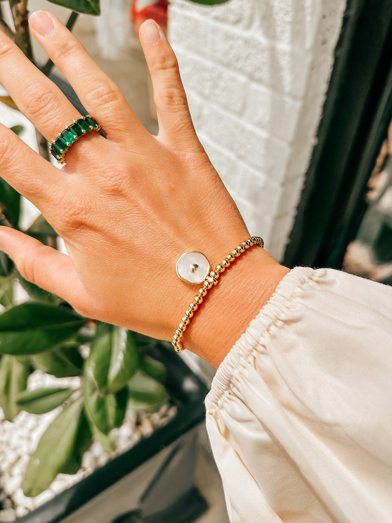 Splendid Iris Pearl Heart Beaded Bracelet