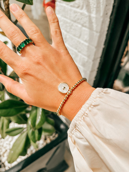 Splendid Iris Pearl Heart Beaded Bracelet