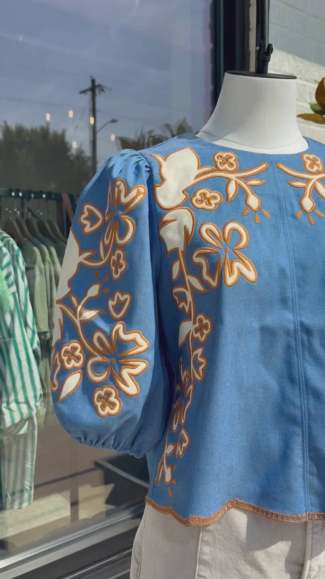 Vienna Denim Embroidered Top